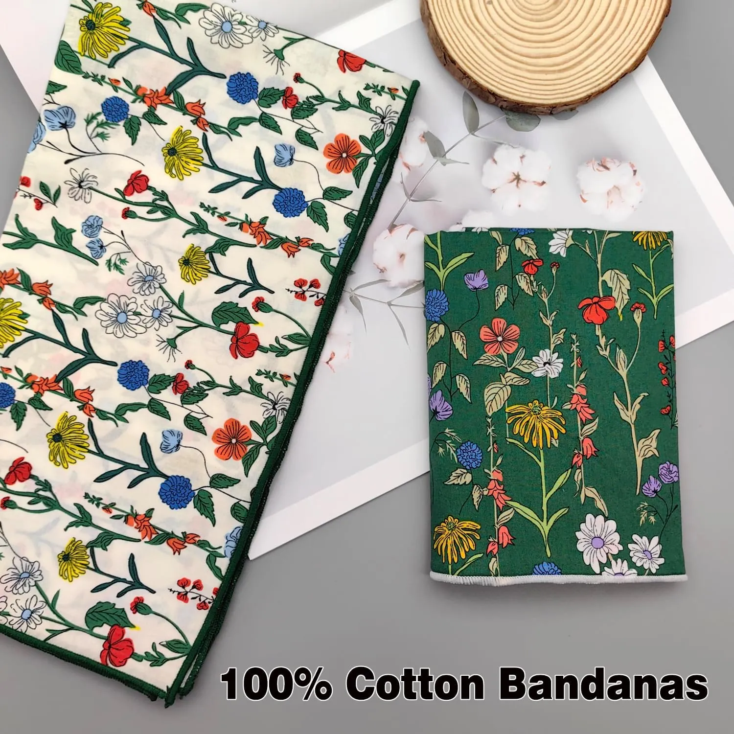 2 Pack 100% Cotton Bandana Headband, Head Wrap, Protective Coverage, Hair Neck Scarf for Men, Women 23 x 23 inch