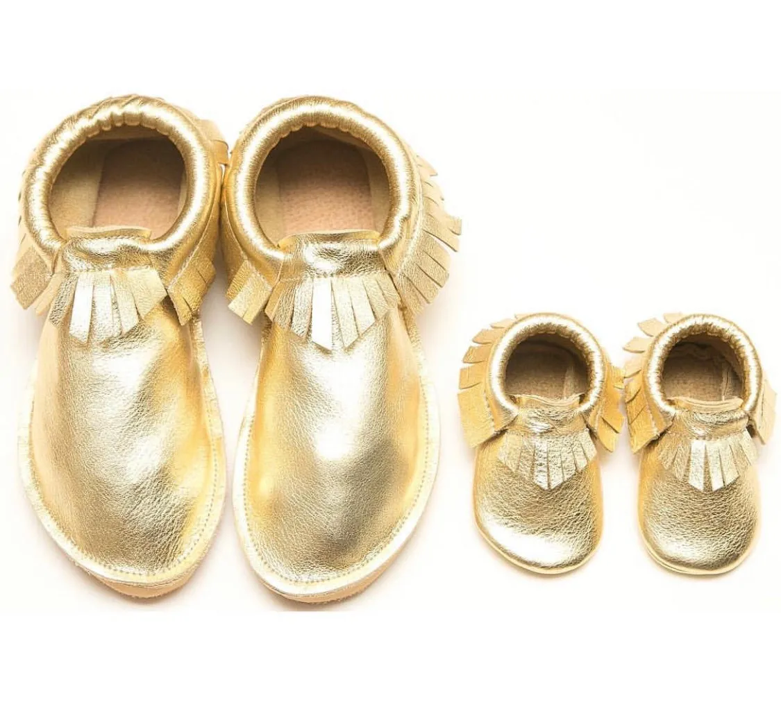 Adult Moccasin - Classic Fringe - Gold