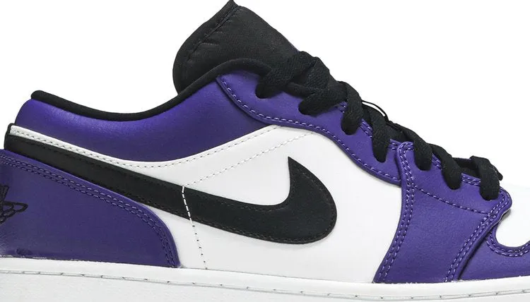 Air Jordan 1 Low Court Sneakers, White-Purple