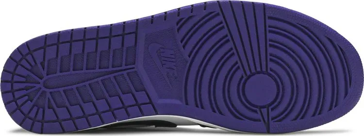 Air Jordan 1 Low Court Sneakers, White-Purple