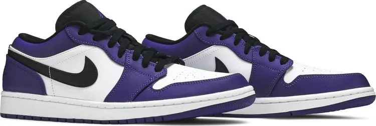 Air Jordan 1 Low Court Sneakers, White-Purple