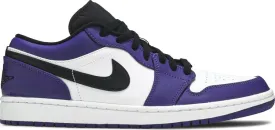 Air Jordan 1 Low Court Sneakers, White-Purple