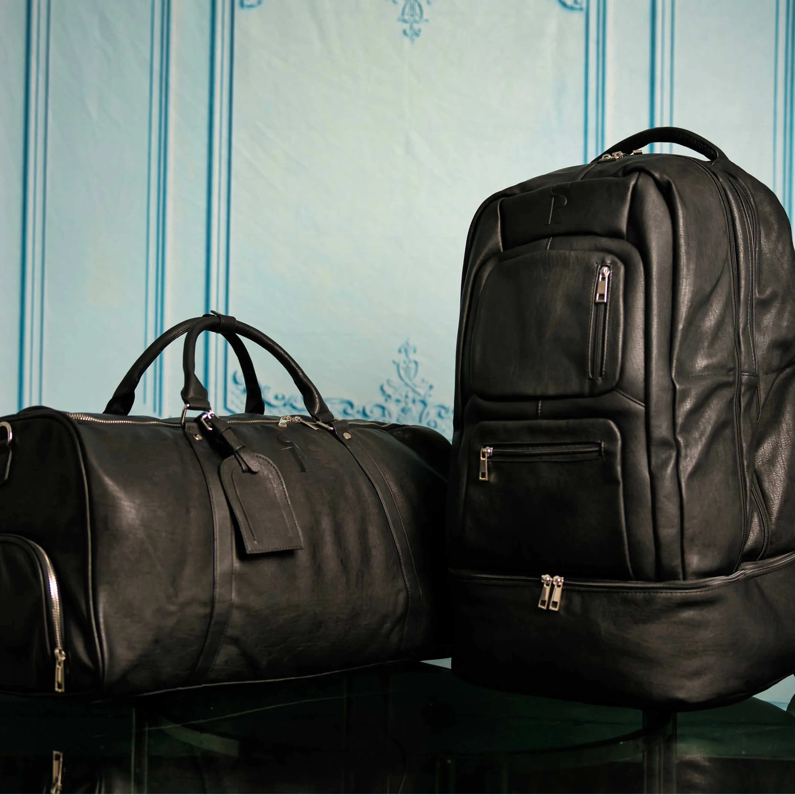 Black Leather Patented Shoe Bag (XL Design) *Holds Size 17