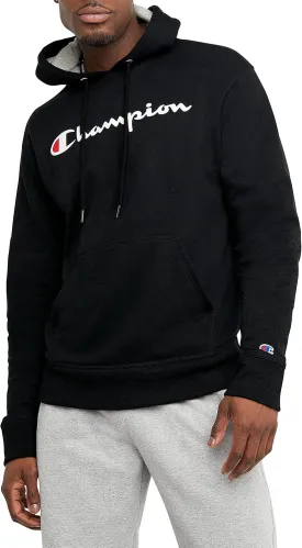 Champion Men's Powerblend Fleece Hoodie, Hooded Sweatshirt For Men, Script (Reg. or Big & Tall)