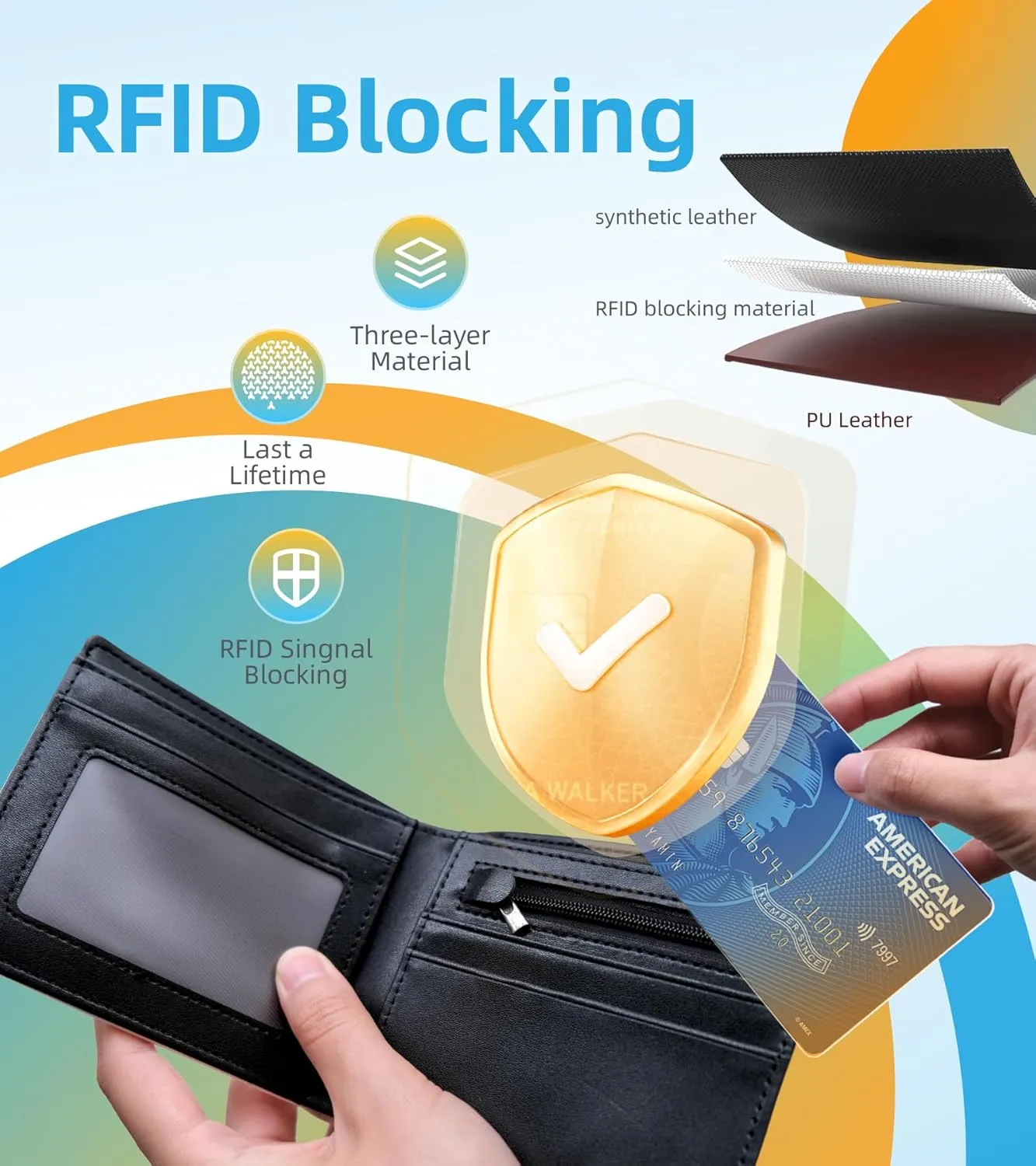 Credit Card Holder Wallet Rfid Blocking Kids Boys Bifold Teen Cool Cute for Cash with ID Window Cardholder Teenage Teenager, Eyeglass