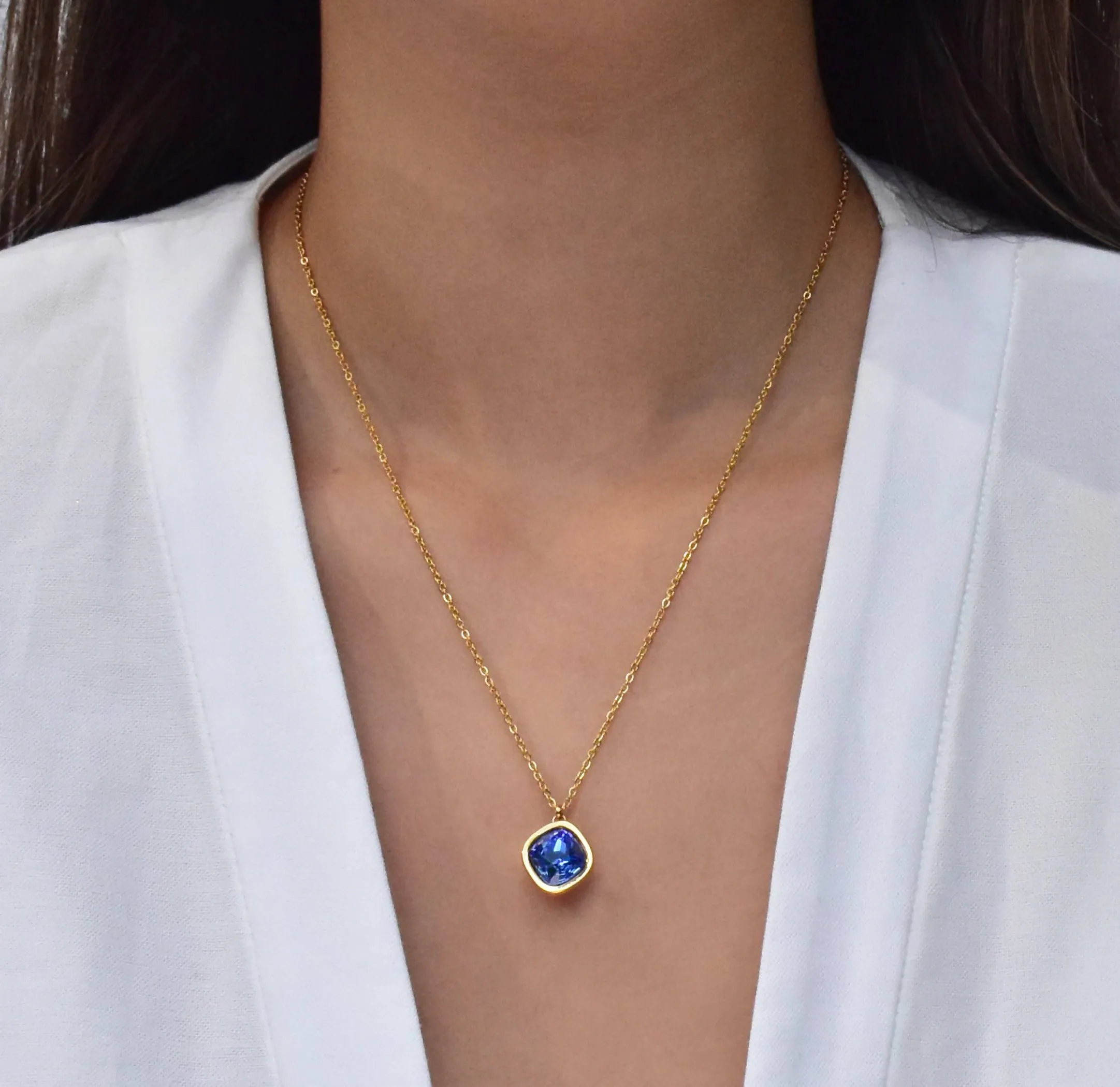 DESIREE SAPPHIRE BIRTHSTONE PENDANT NECKALCE - SEPTEMBER