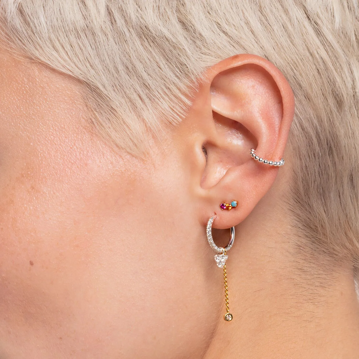 Ear Stud Colourful Stones (Single)