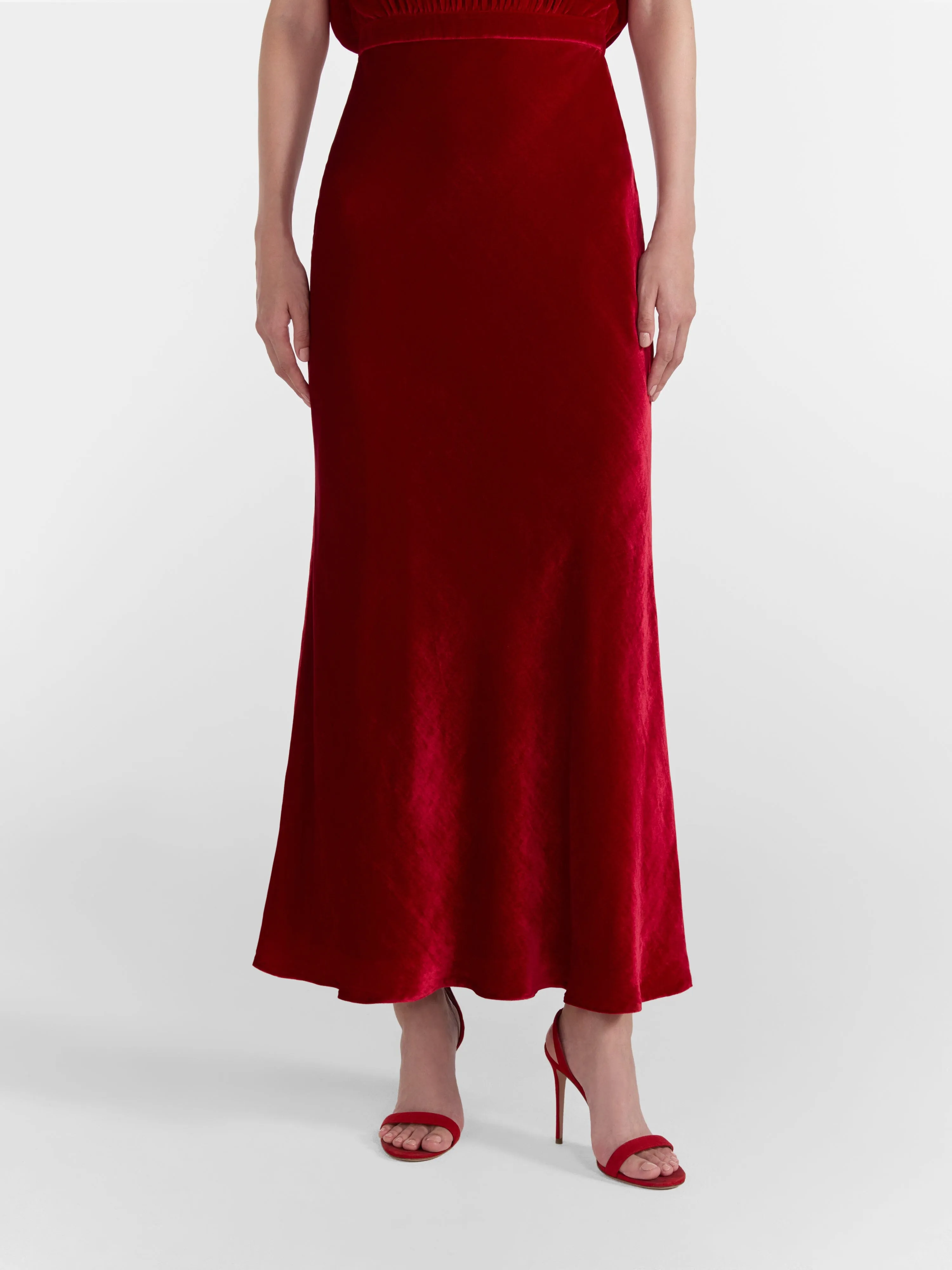 Fabienne Dress in True Red Embroidery