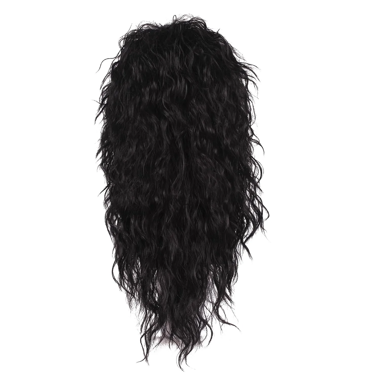 FantaLook 80S Curly Wig with Necklace 70S Black Cosplay Wig for Men