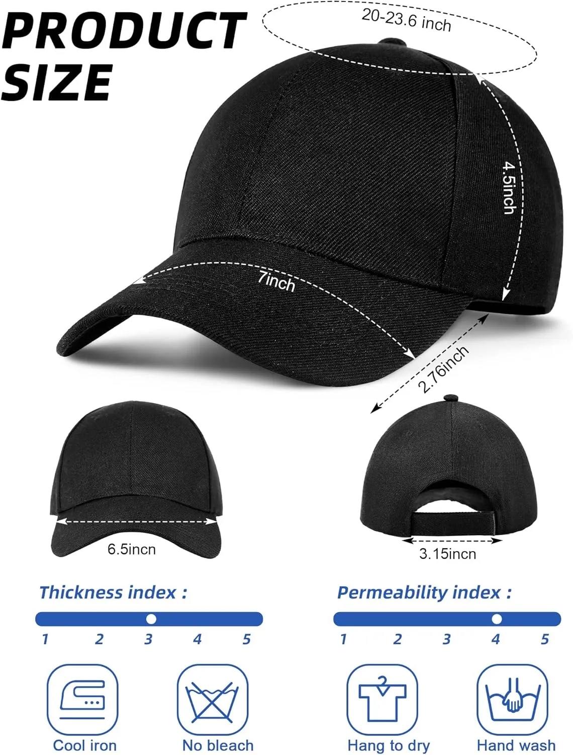 Foaincore 36 Pack Blank Baseball Cap Bulk Adjustable Back Strap Sublimation Hats Plain Unisex Trucker Hat for Men Women