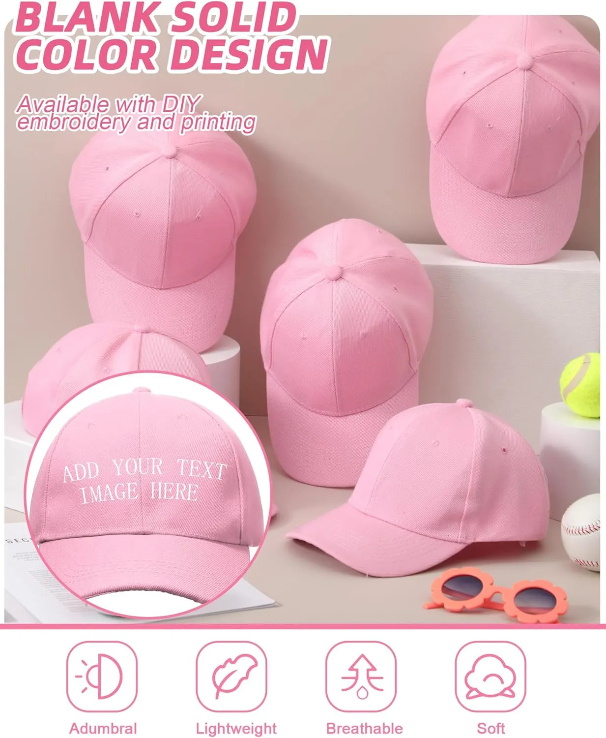 Foaincore 36 Pack Blank Baseball Cap Bulk Adjustable Back Strap Sublimation Hats Plain Unisex Trucker Hat for Men Women