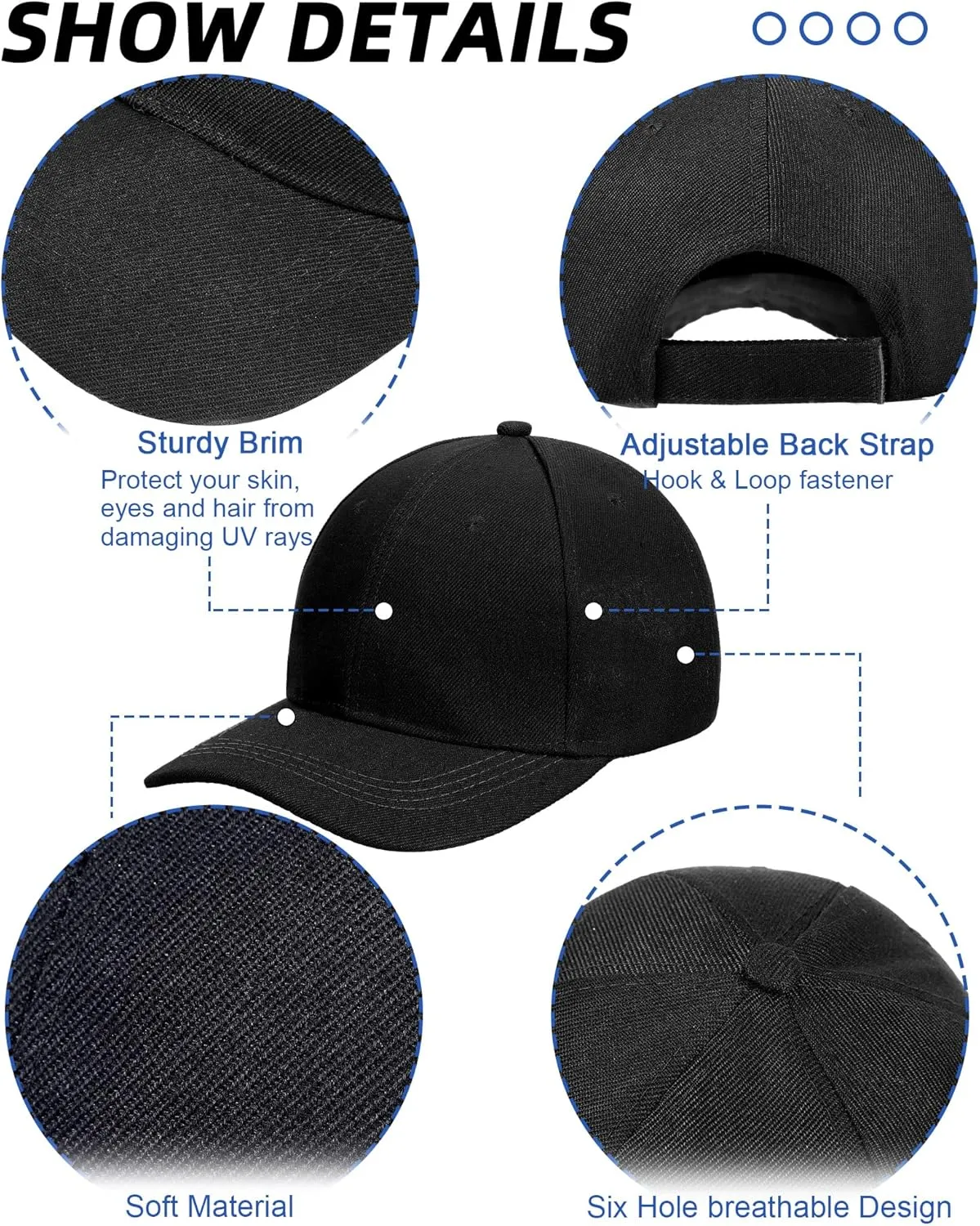 Foaincore 36 Pack Blank Baseball Cap Bulk Adjustable Back Strap Sublimation Hats Plain Unisex Trucker Hat for Men Women