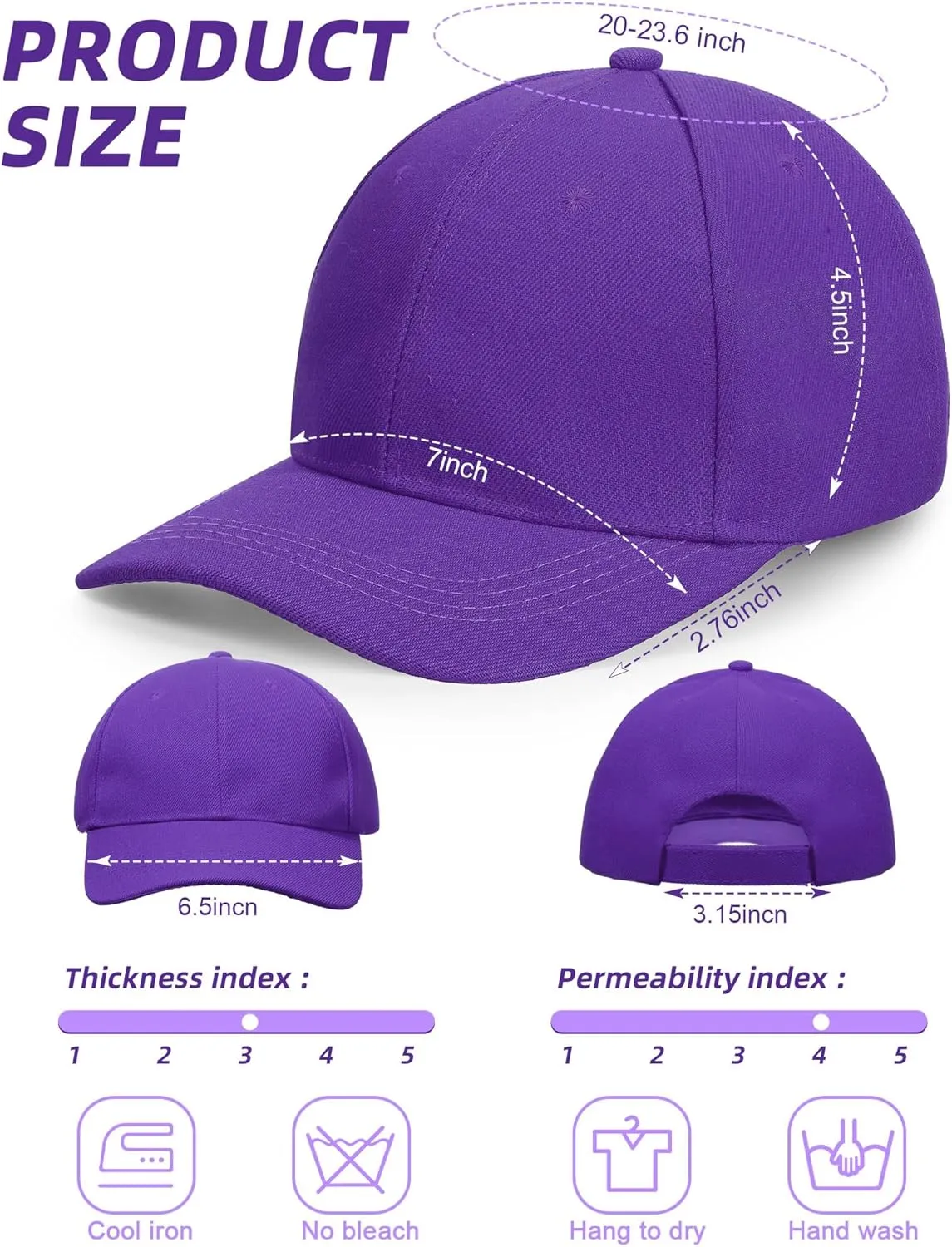 Foaincore 36 Pack Blank Baseball Cap Bulk Adjustable Back Strap Sublimation Hats Plain Unisex Trucker Hat for Men Women
