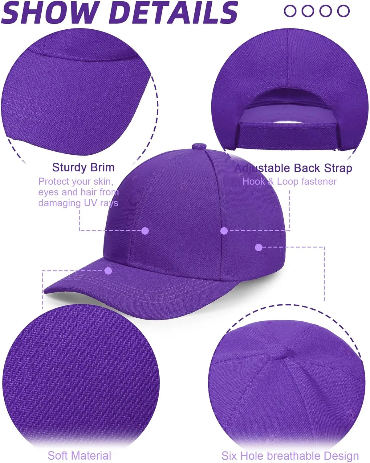 Foaincore 36 Pack Blank Baseball Cap Bulk Adjustable Back Strap Sublimation Hats Plain Unisex Trucker Hat for Men Women