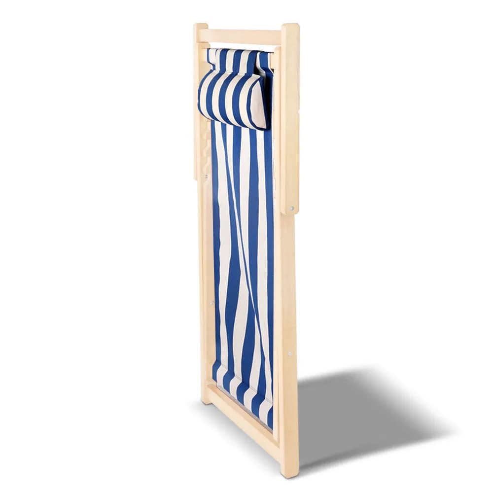 Fodable Beach Sling Chair - Blue & White