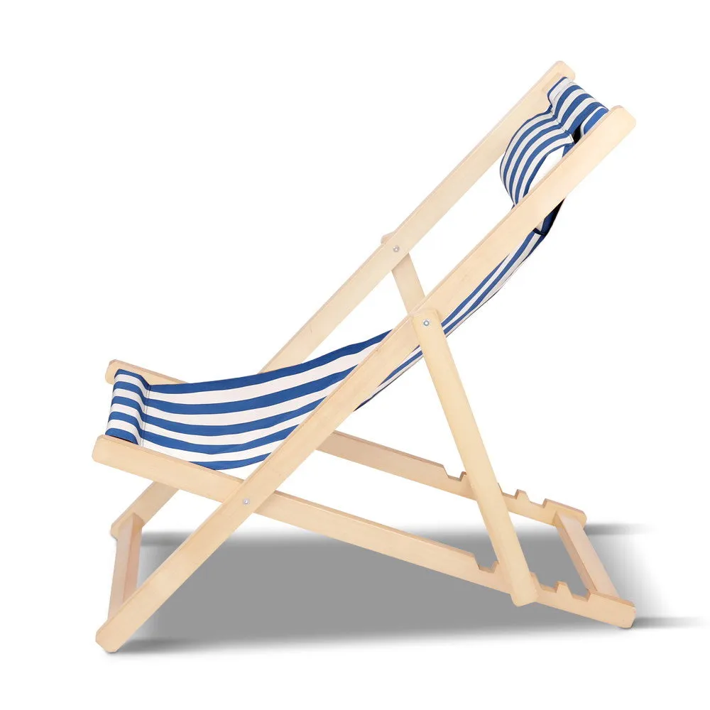 Fodable Beach Sling Chair - Blue & White