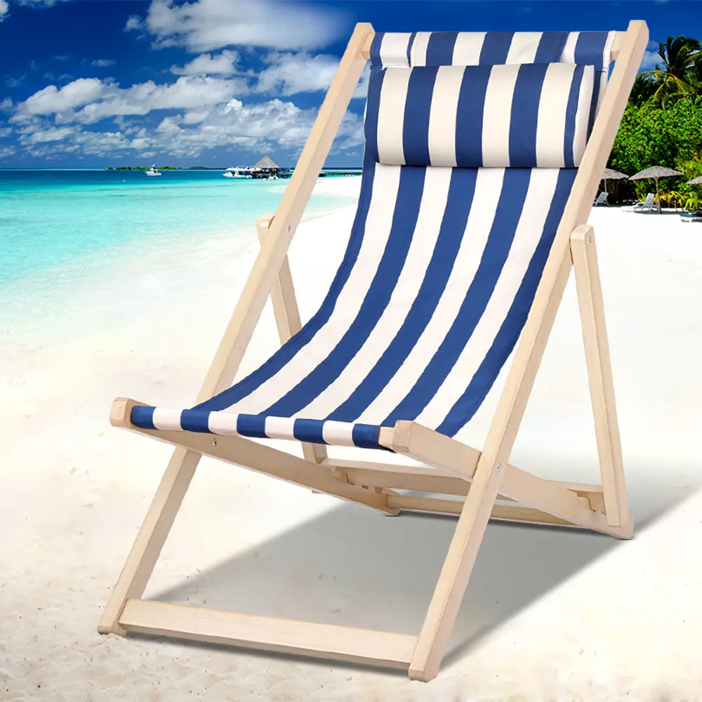 Fodable Beach Sling Chair - Blue & White