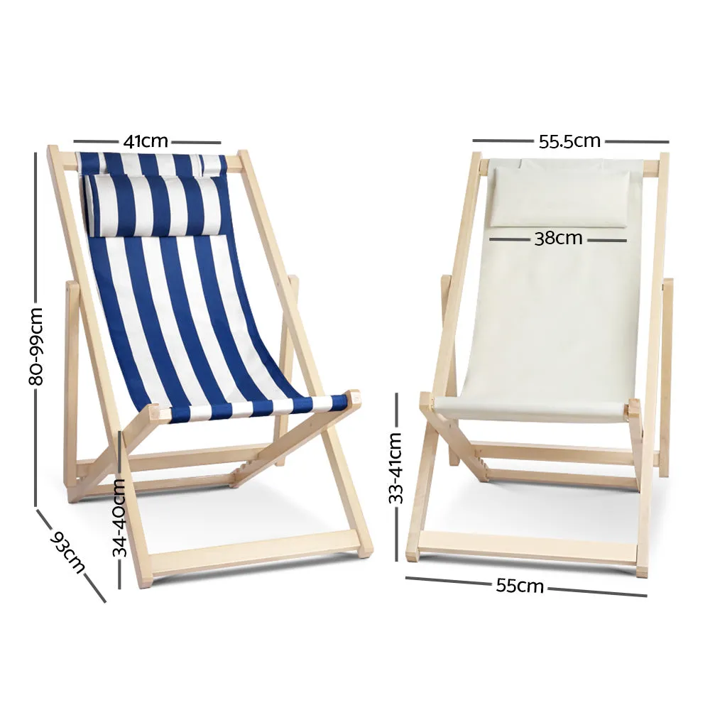 Fodable Beach Sling Chair - Blue & White