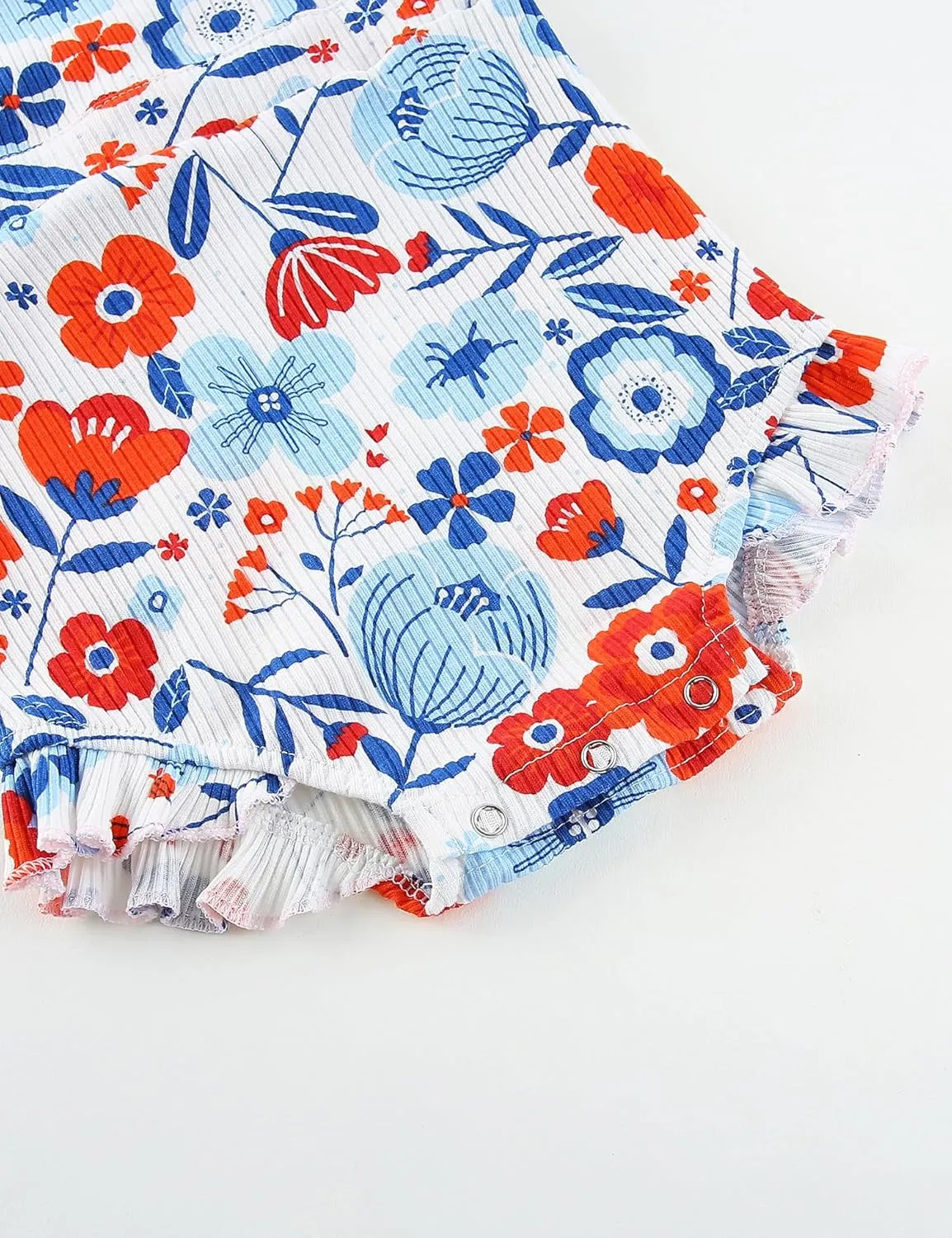 Fullfamous Baby Girl Ruffled Jumpsuit and Headband Set