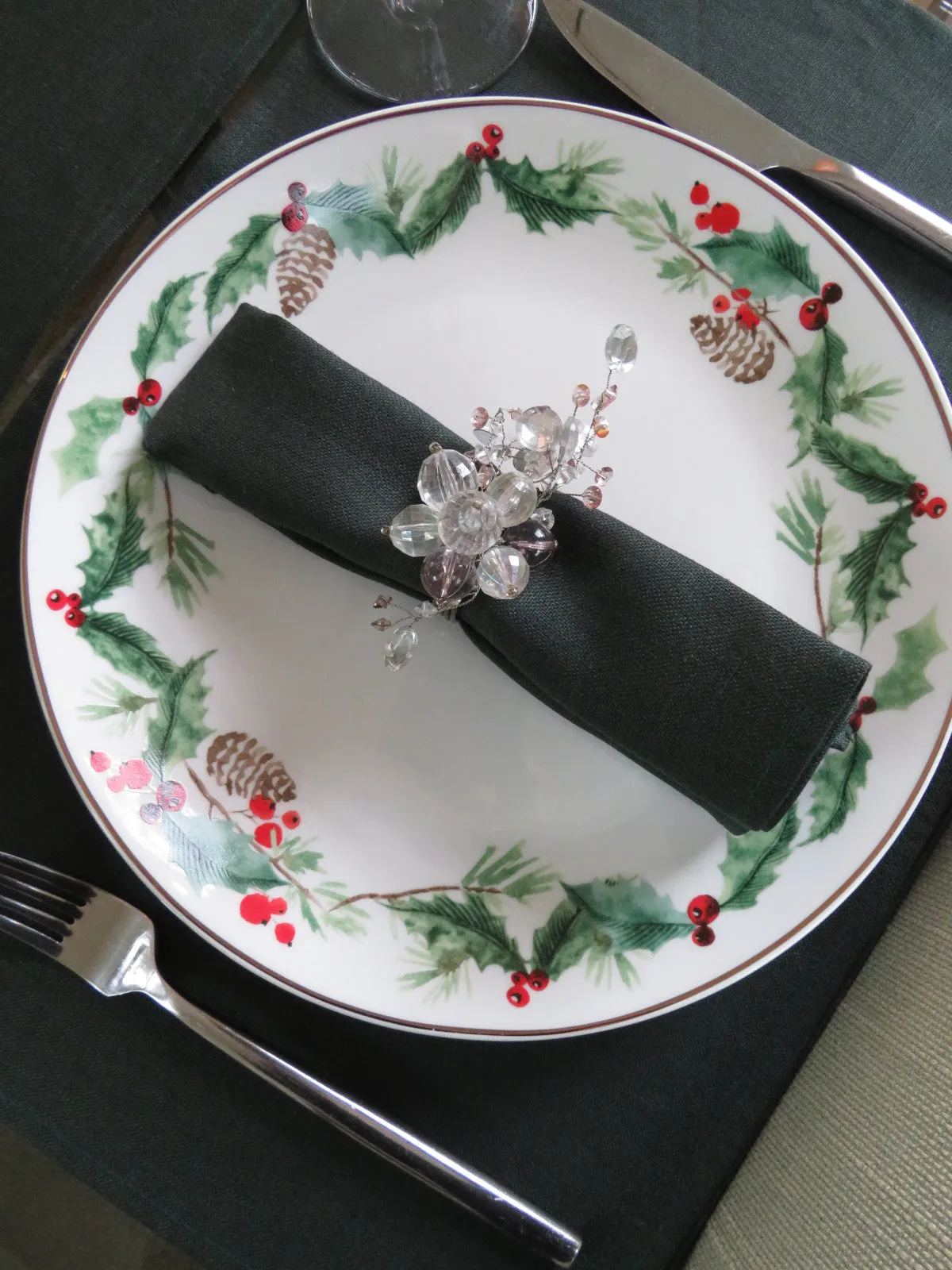 Informal Hunter Green Irish Linen Napkin Set of 4
