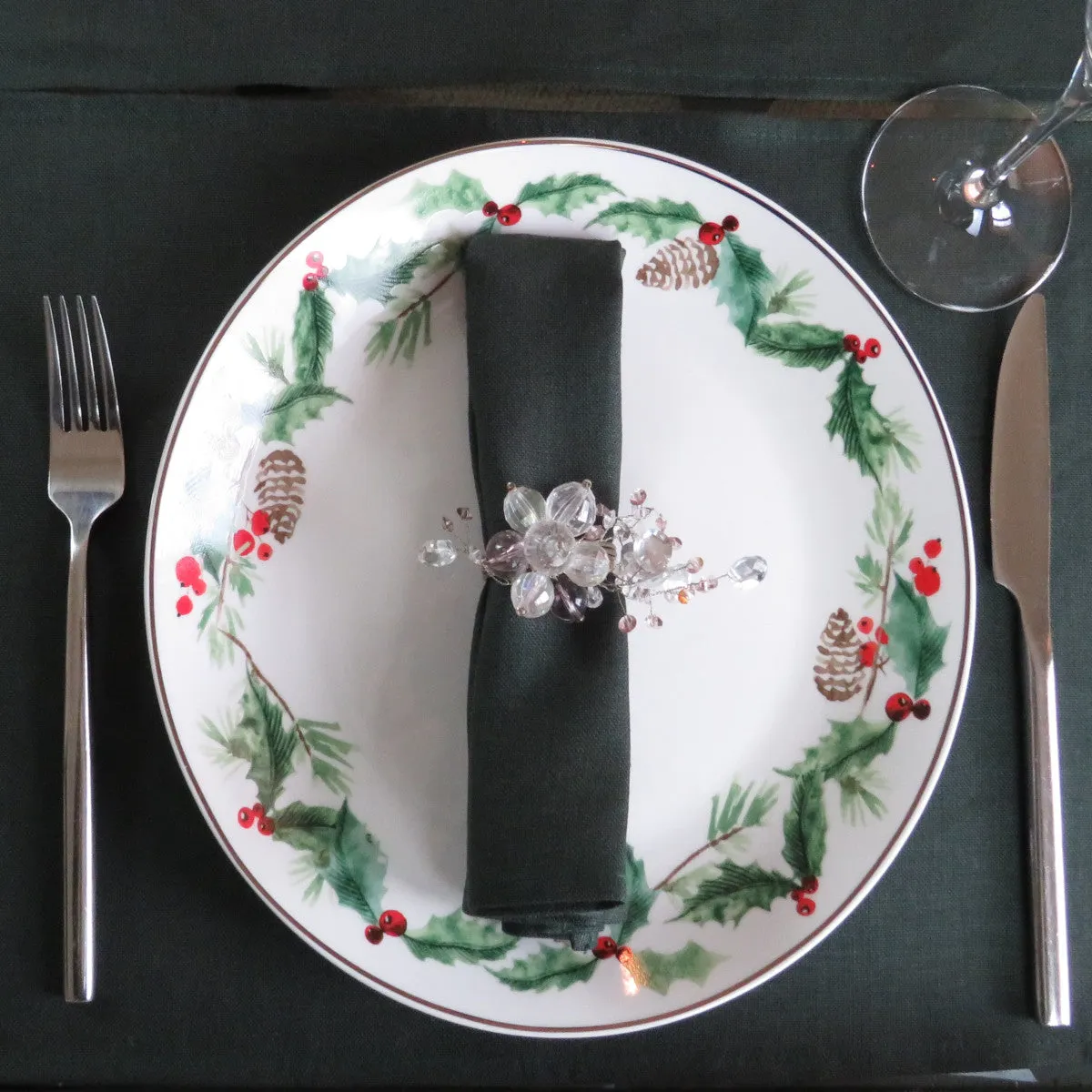 Informal Hunter Green Irish Linen Napkin Set of 4