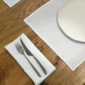 Informal White Irish Linen Napkin Set of 4