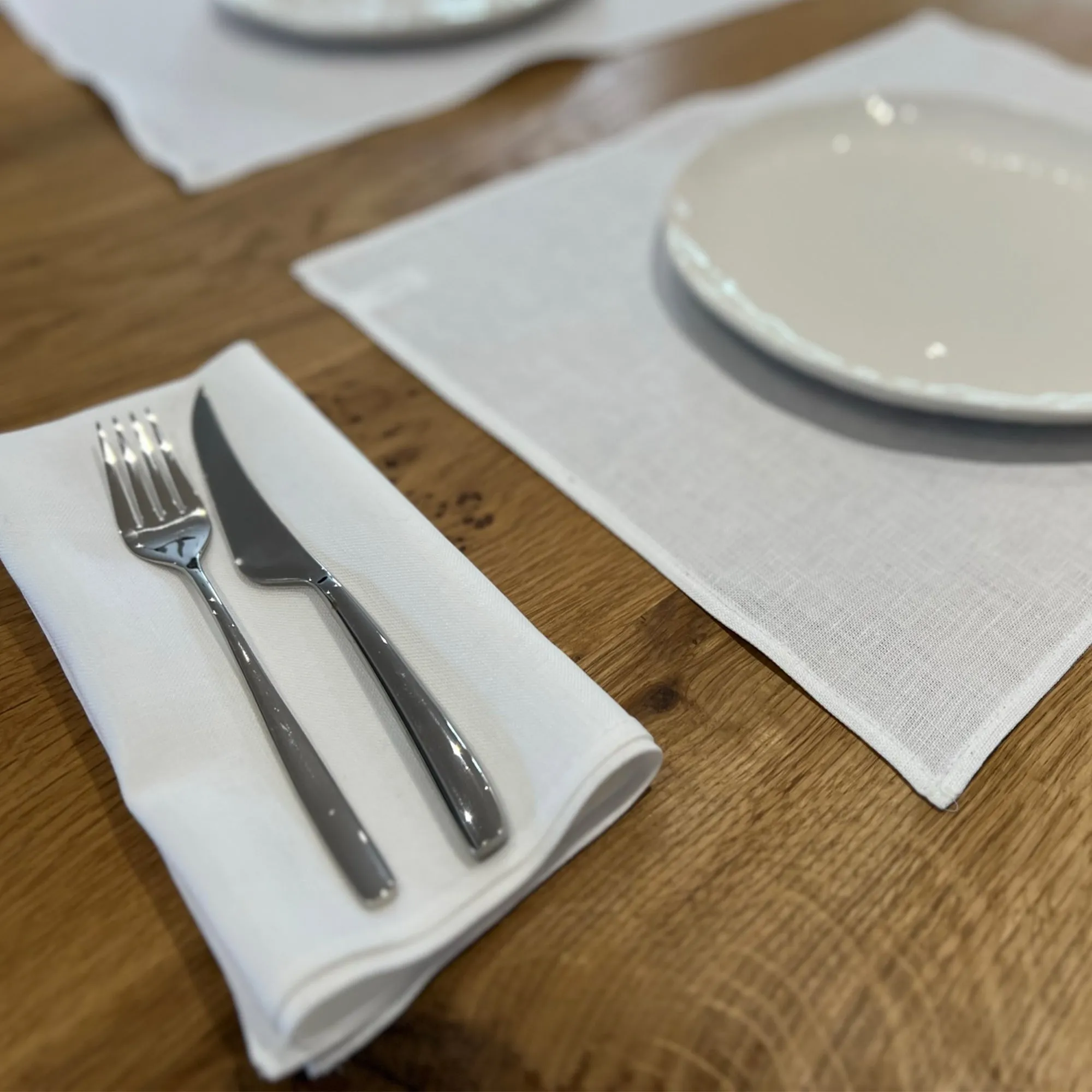 Informal White Irish Linen Napkin Set of 4