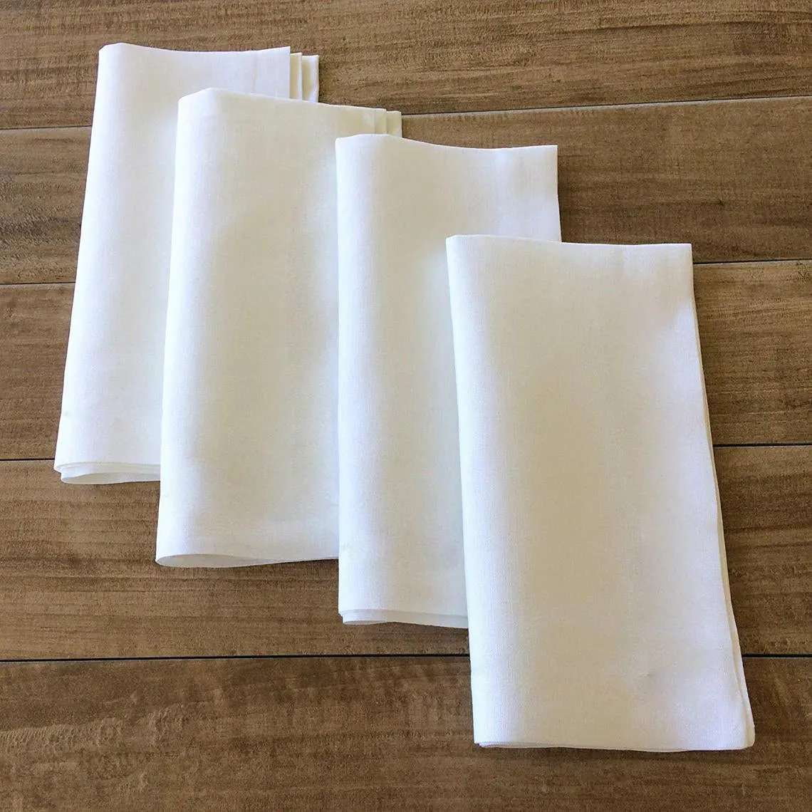 Informal White Irish Linen Napkin Set of 4