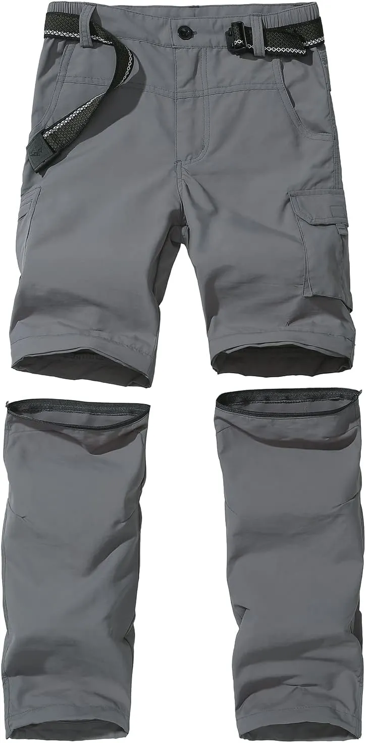 JOMLUN Boy??s Scout Pants Convertible Hiking Quick Dry Zip Off Pants Outdoor Climbing Casual Trouser Kids Youth Cargo Pants