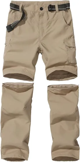 JOMLUN Boy??s Scout Pants Convertible Hiking Quick Dry Zip Off Pants Outdoor Climbing Casual Trouser Kids Youth Cargo Pants