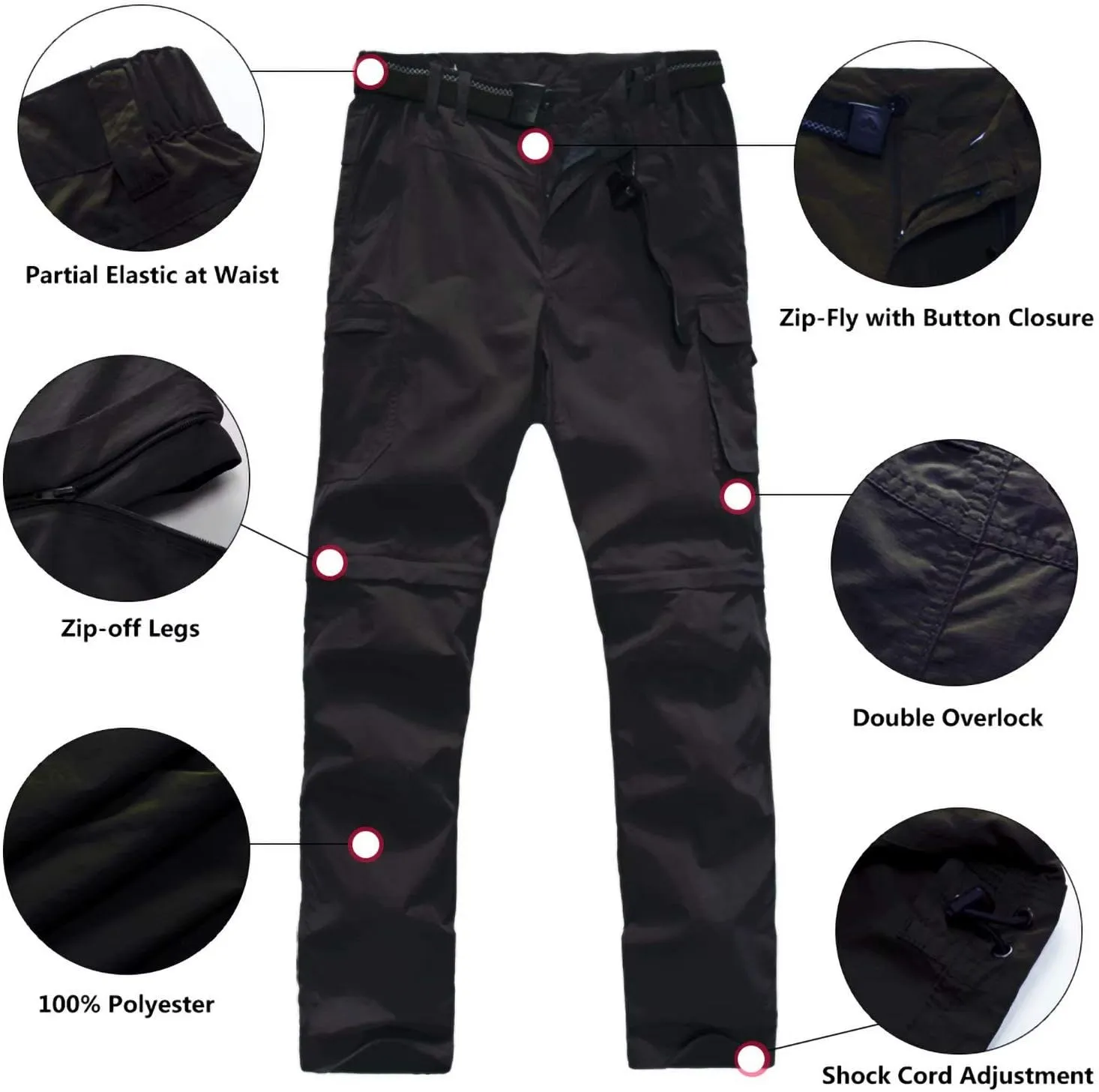JOMLUN Boy??s Scout Pants Convertible Hiking Quick Dry Zip Off Pants Outdoor Climbing Casual Trouser Kids Youth Cargo Pants