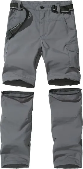 JOMLUN Boy??s Scout Pants Convertible Hiking Quick Dry Zip Off Pants Outdoor Climbing Casual Trouser Kids Youth Cargo Pants