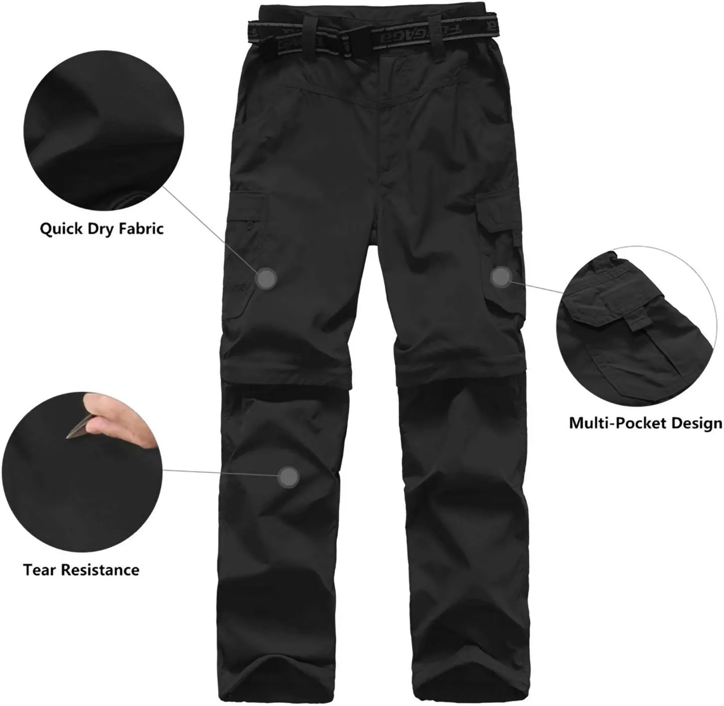 JOMLUN Boy??s Scout Pants Convertible Hiking Quick Dry Zip Off Pants Outdoor Climbing Casual Trouser Kids Youth Cargo Pants