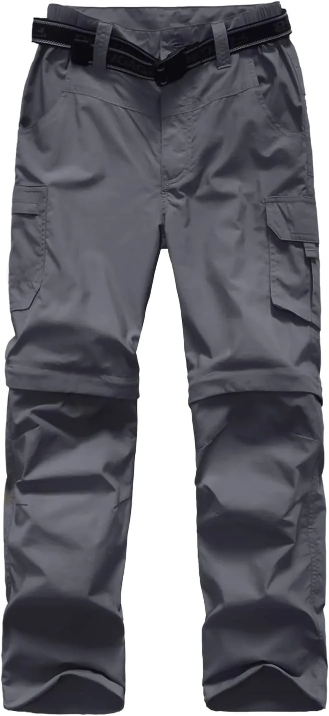 JOMLUN Boy??s Scout Pants Convertible Hiking Quick Dry Zip Off Pants Outdoor Climbing Casual Trouser Kids Youth Cargo Pants