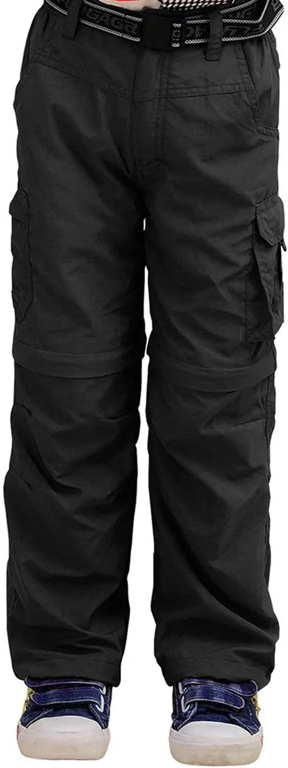 JOMLUN Boy??s Scout Pants Convertible Hiking Quick Dry Zip Off Pants Outdoor Climbing Casual Trouser Kids Youth Cargo Pants