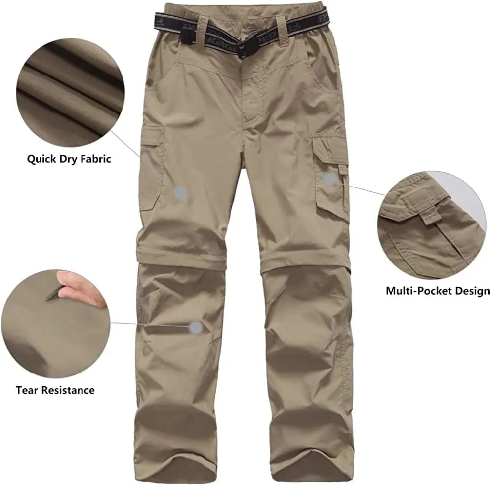 JOMLUN Boy??s Scout Pants Convertible Hiking Quick Dry Zip Off Pants Outdoor Climbing Casual Trouser Kids Youth Cargo Pants