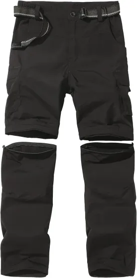 JOMLUN Boy??s Scout Pants Convertible Hiking Quick Dry Zip Off Pants Outdoor Climbing Casual Trouser Kids Youth Cargo Pants