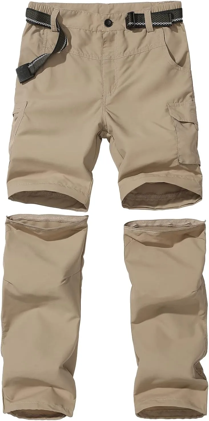JOMLUN Boy??s Scout Pants Convertible Hiking Quick Dry Zip Off Pants Outdoor Climbing Casual Trouser Kids Youth Cargo Pants