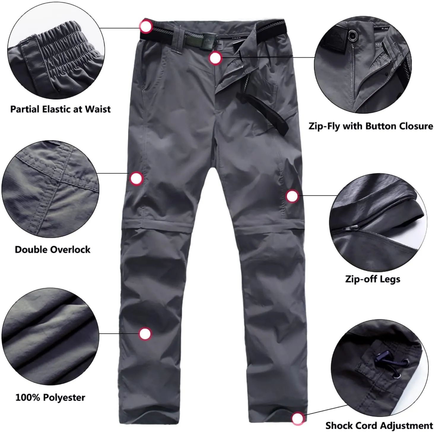JOMLUN Boy??s Scout Pants Convertible Hiking Quick Dry Zip Off Pants Outdoor Climbing Casual Trouser Kids Youth Cargo Pants