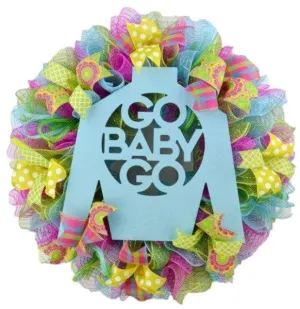 Kentucky Derby Jockey Silk Go Baby Go Mesh Door Wreath : P1