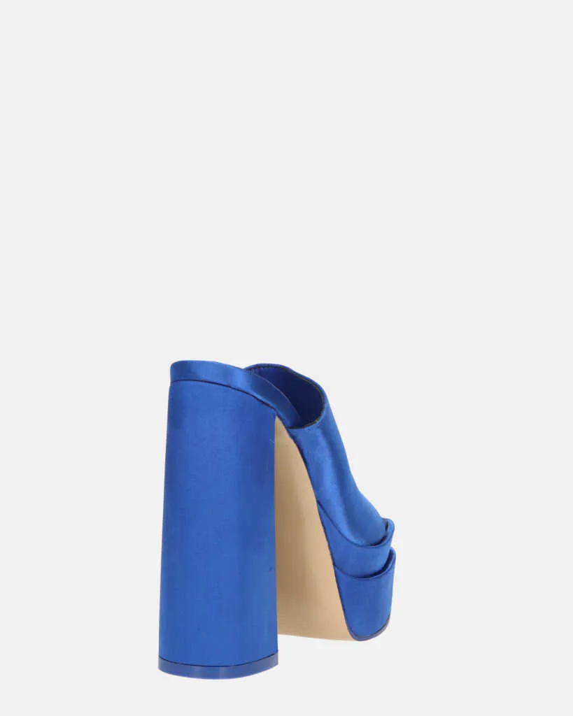 PHILOMENA - sandali platform con tacco alto in lycra blu