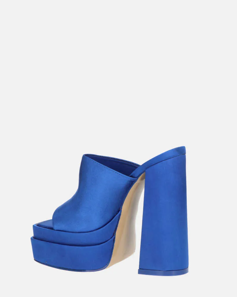PHILOMENA - sandali platform con tacco alto in lycra blu
