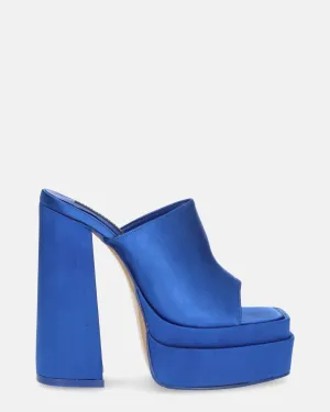 PHILOMENA - sandali platform con tacco alto in lycra blu