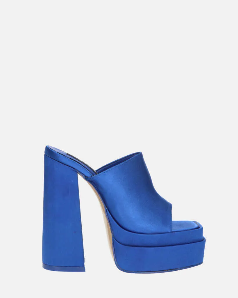 PHILOMENA - sandali platform con tacco alto in lycra blu