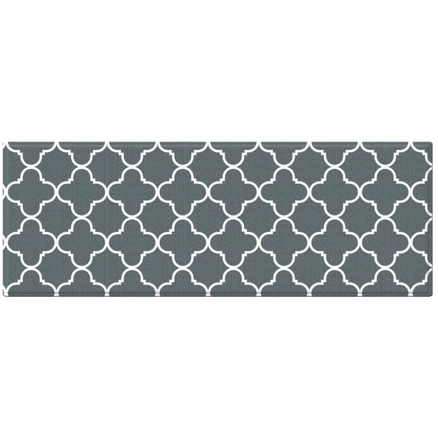 Renaissance Black & Grey Soft Padded Trellis Kitchen Mat