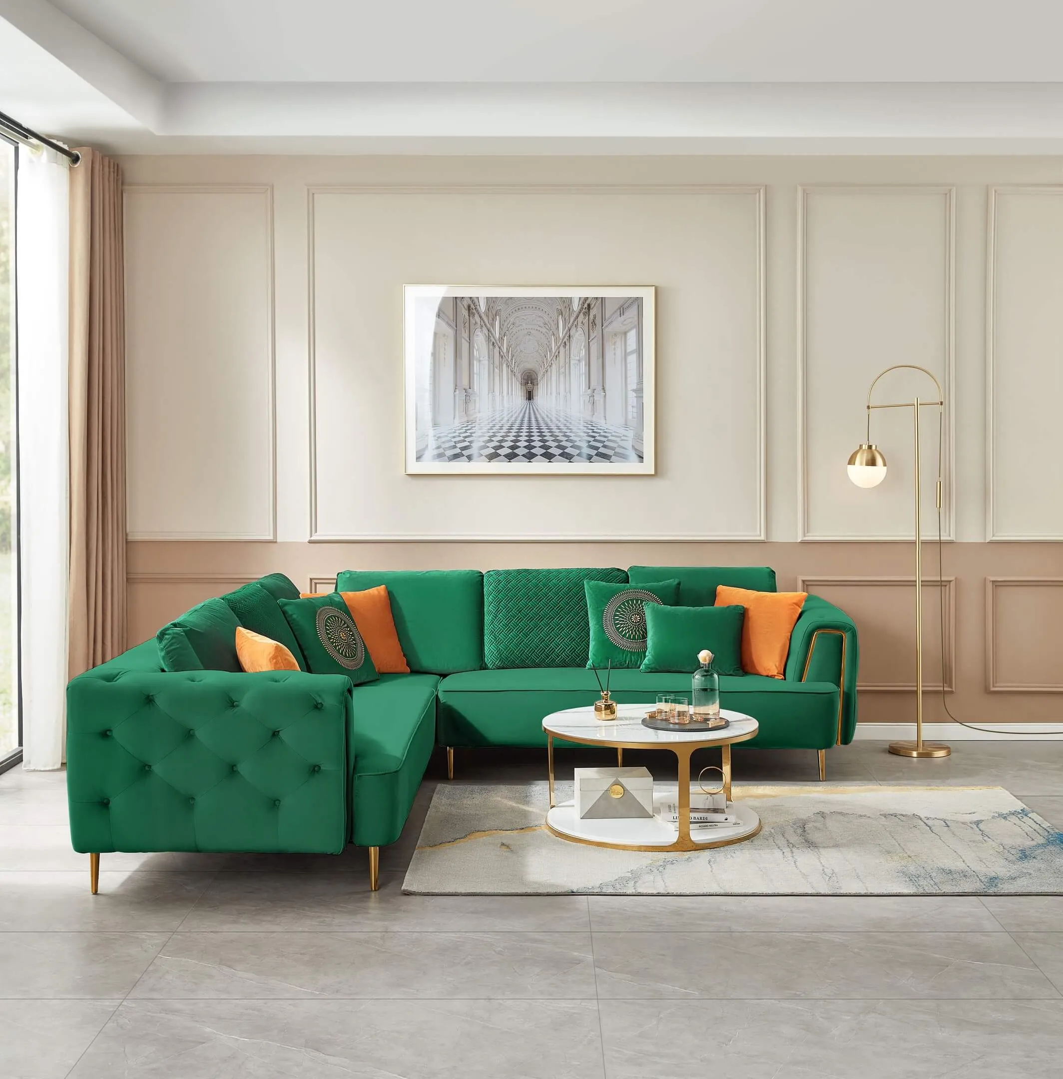 Rubeza Sofia  2 Seater/Corner/2 Seater - Emerald Green