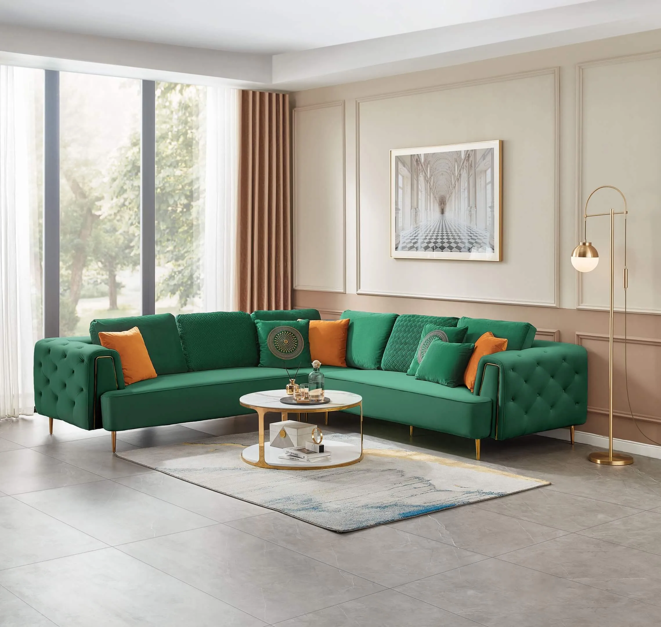 Rubeza Sofia  2 Seater/Corner/2 Seater - Emerald Green