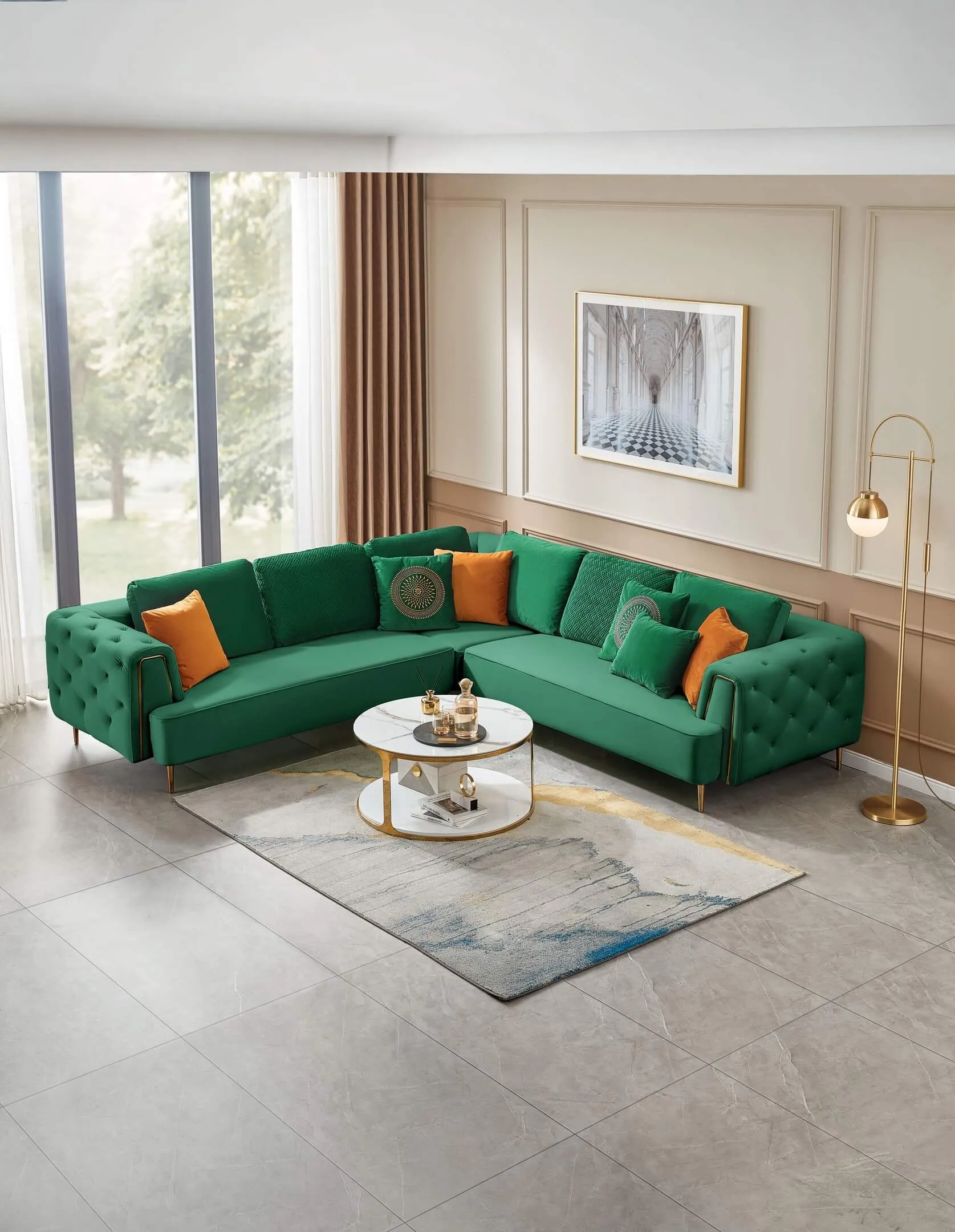 Rubeza Sofia  2 Seater/Corner/2 Seater - Emerald Green