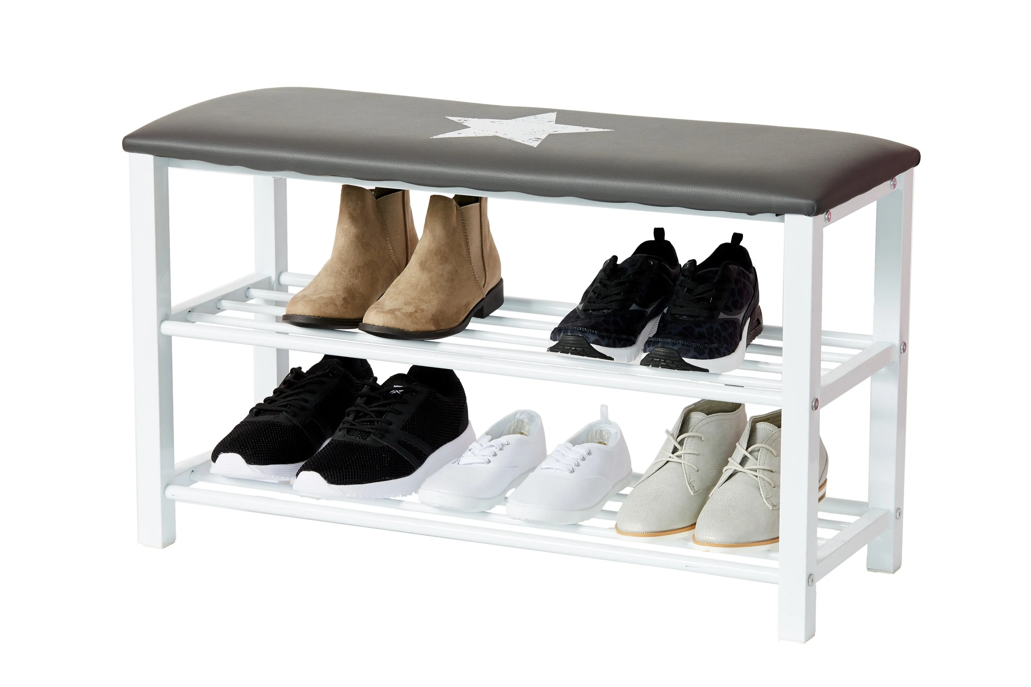 Shoe Rack With Cushion "Home" or "Star"