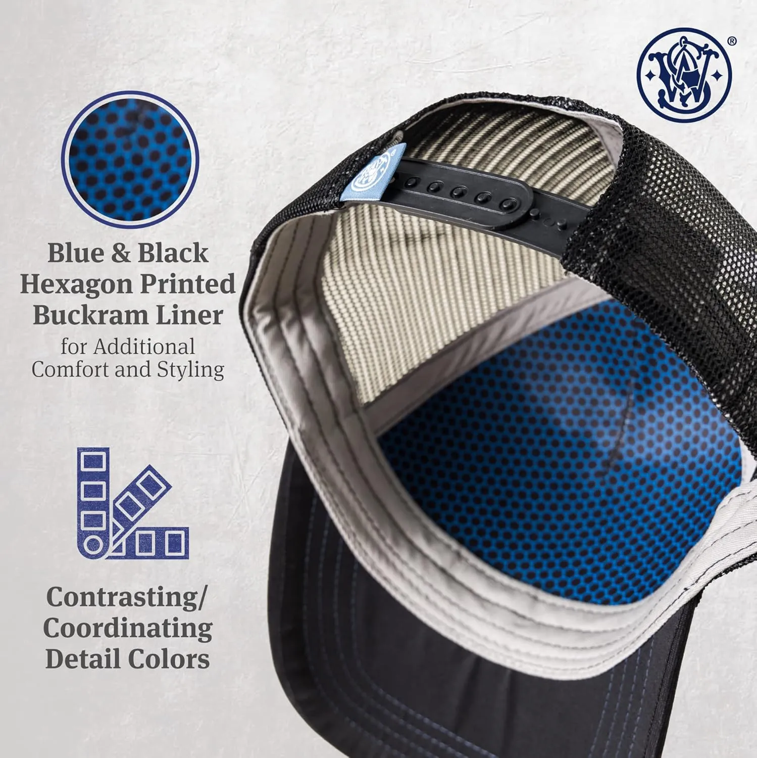 Smith & Wesson? Officially Licensed Men's Trucker Hat, Adjustable Snapback, 6-Panel Mesh Baseball Cap, One Size Fits Most